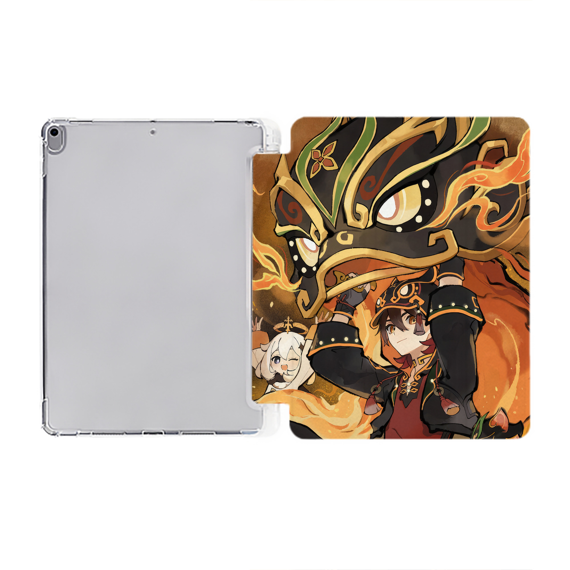げんし神 genshin IPad ケース ペン収納付き 三つ折りスタンド PUレザー×シリコン 対応機種9.5/10.5/10.9インチ